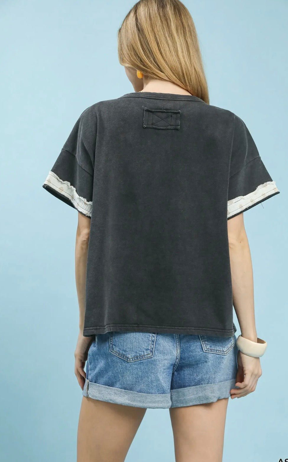 Ash mineral wash flower patch top