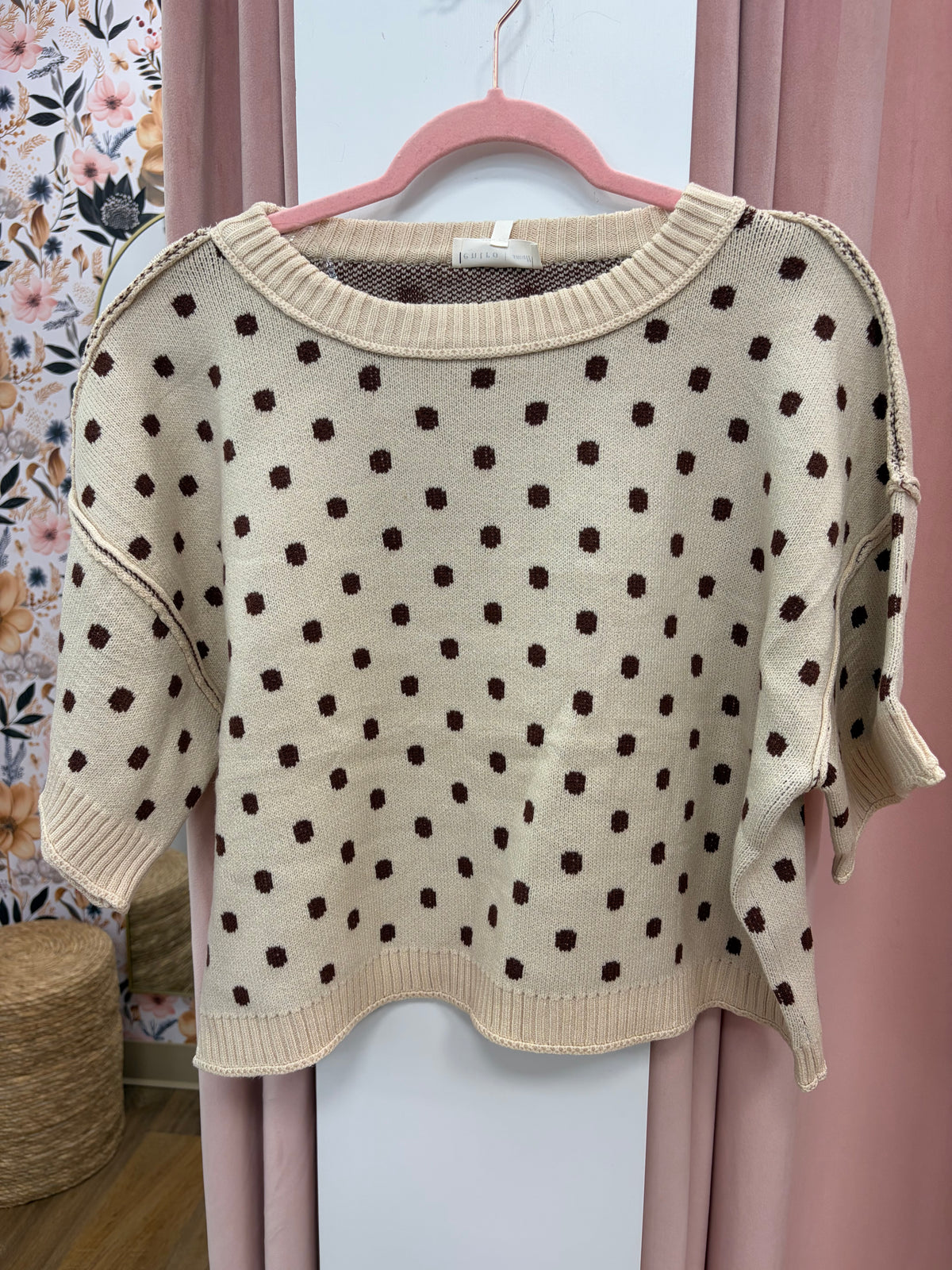 Ivory/mocha dot sweater