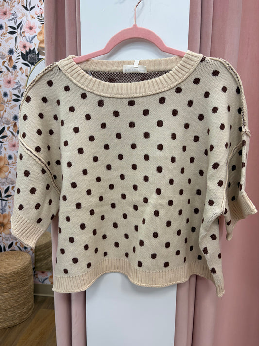 Ivory/mocha dot sweater