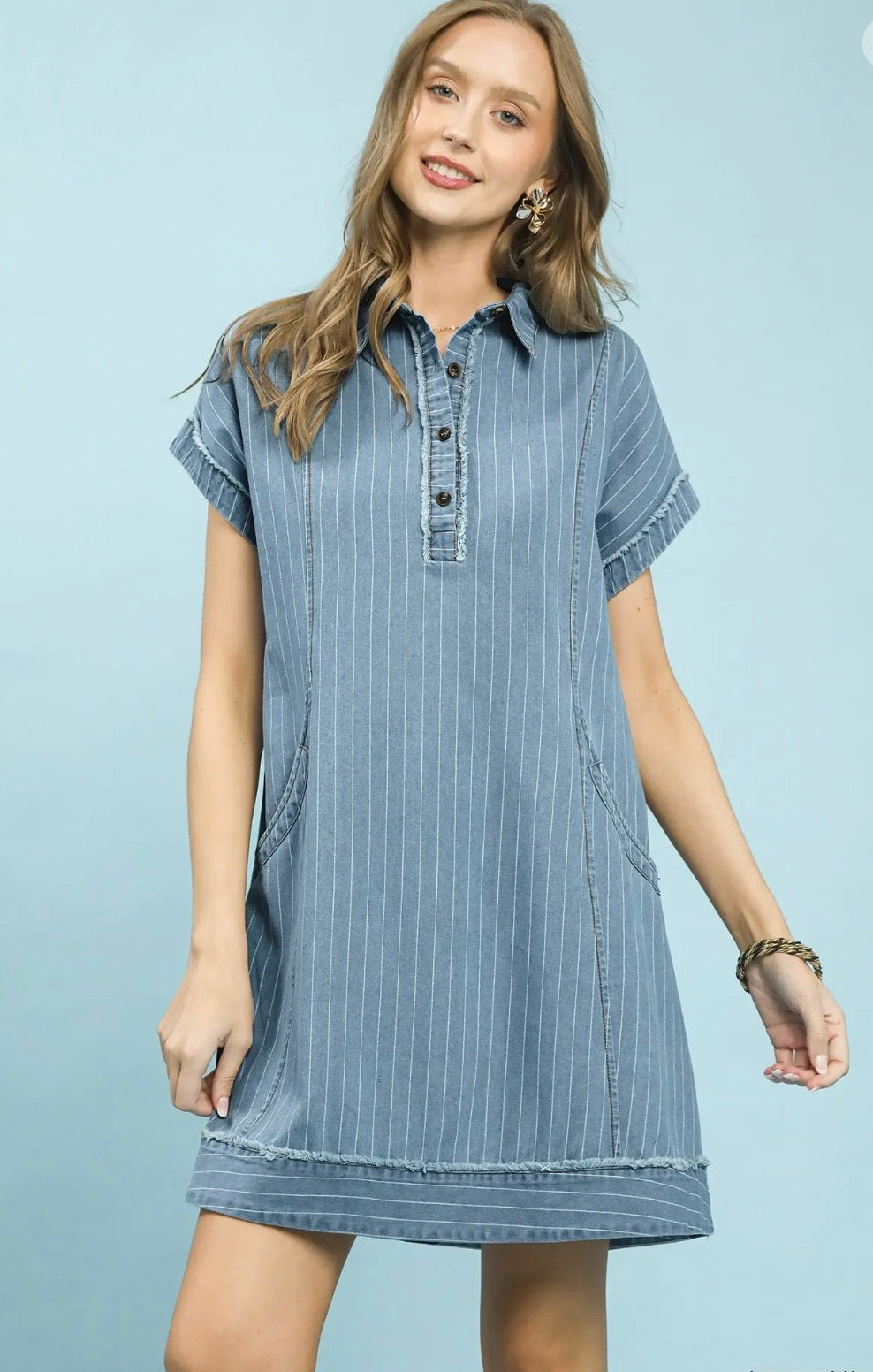 Denim pin stripe dress