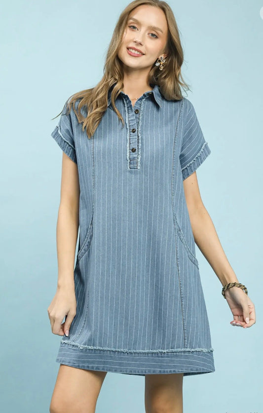 Denim pin stripe dress