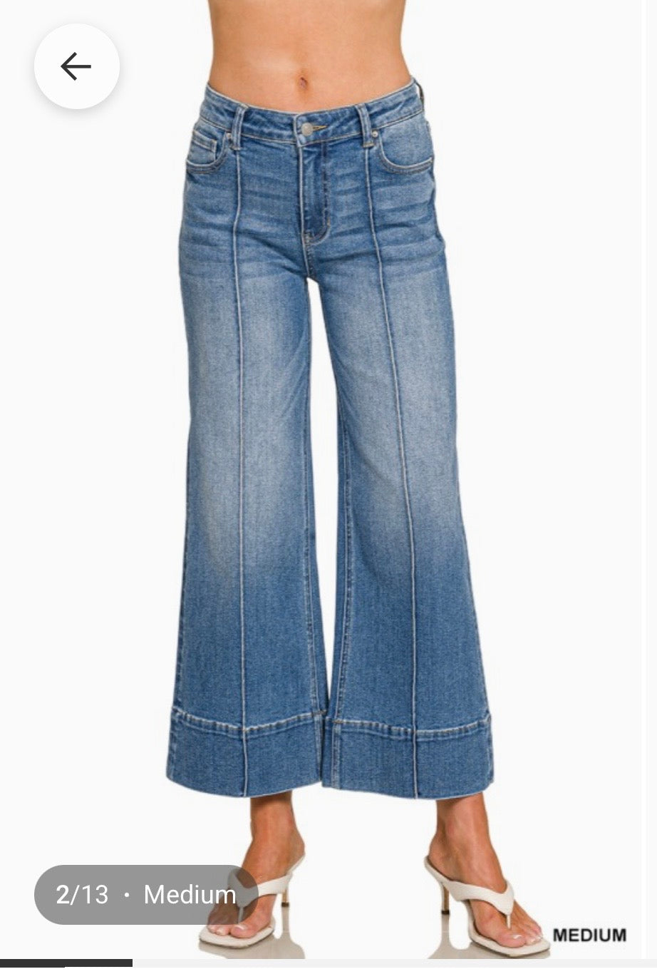 Zenana cropped wide leg pintuck