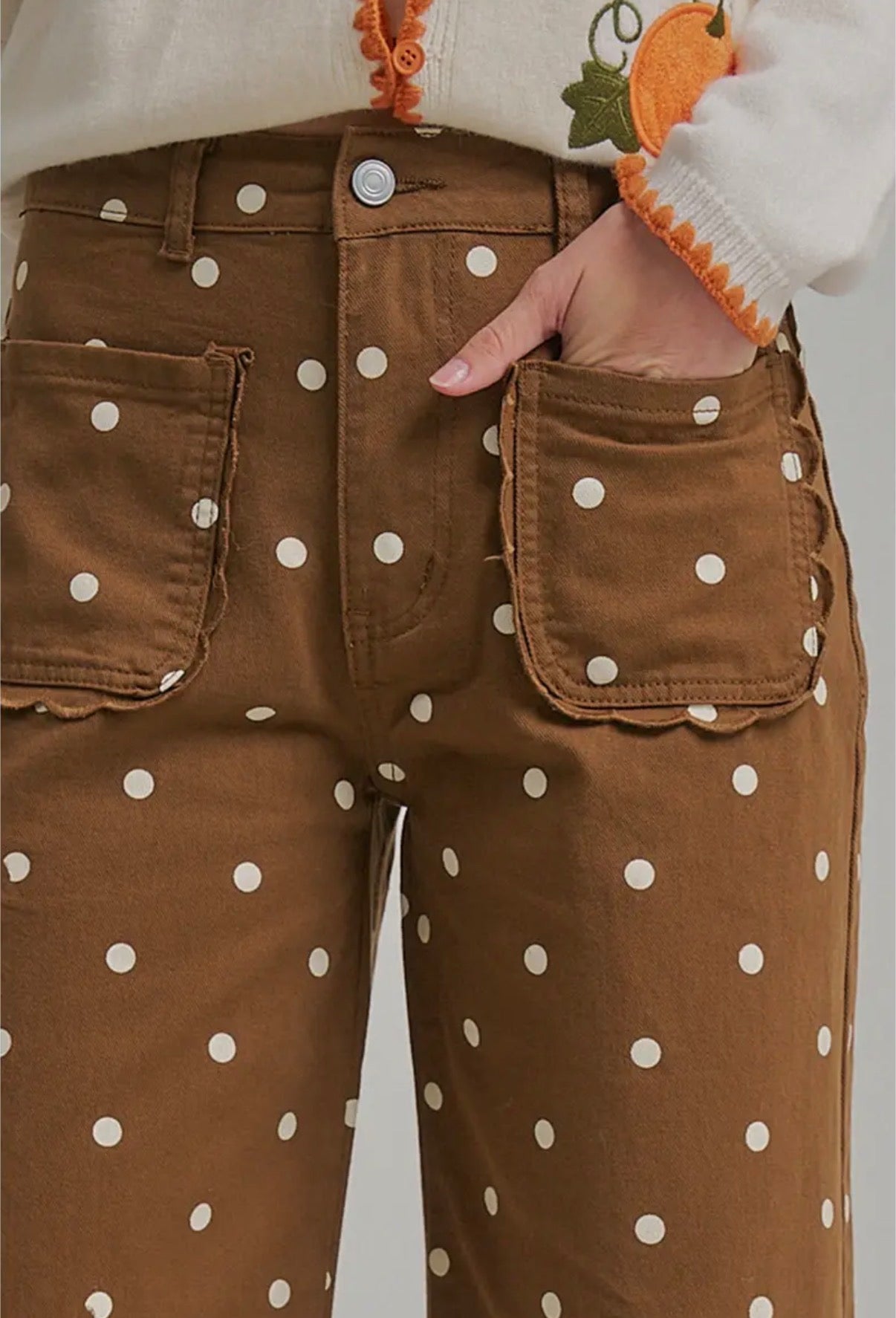 Coffee polka dot pants