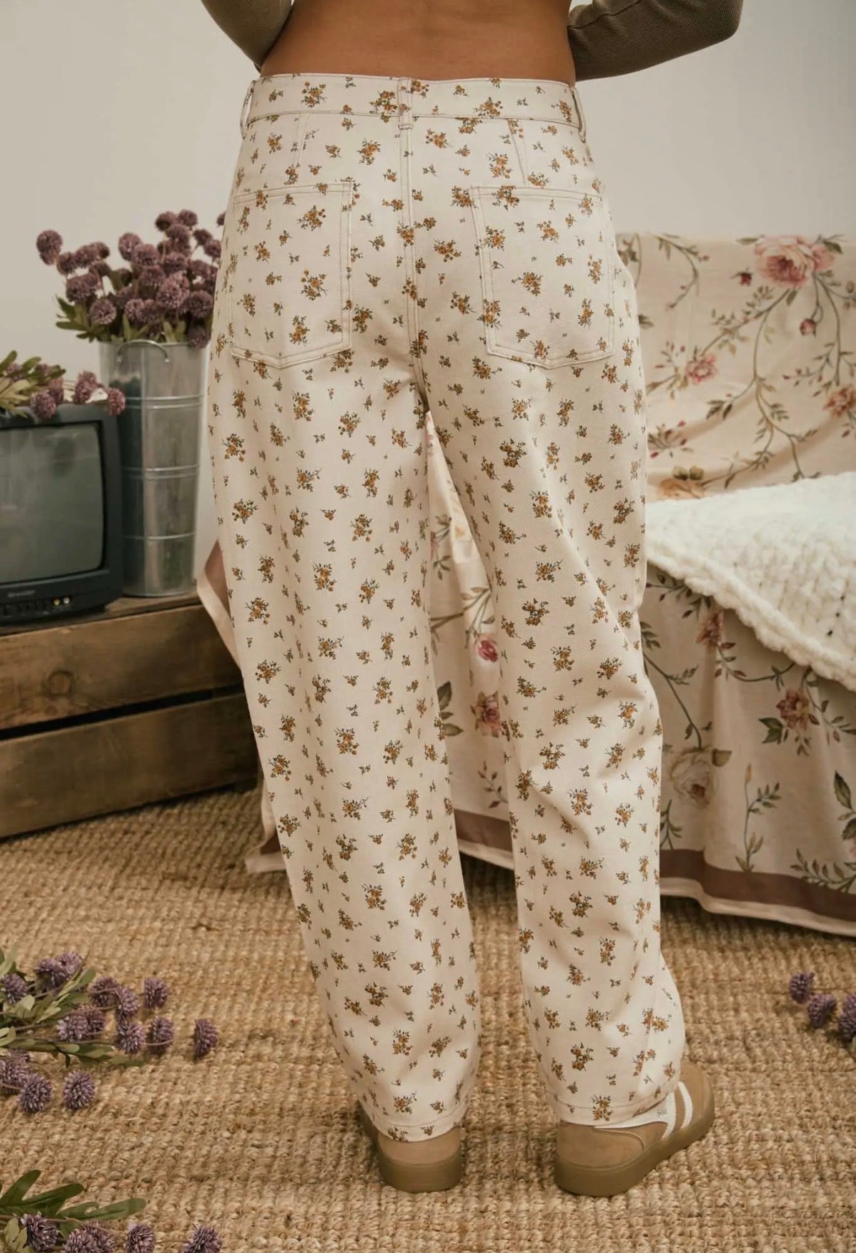 Floral pattern denim