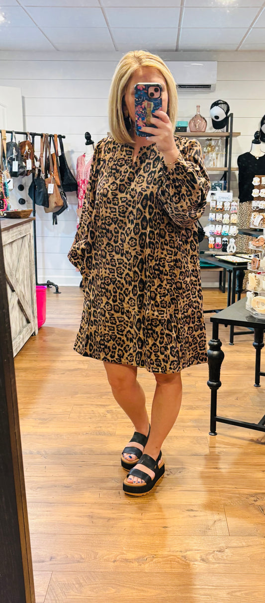 Cheetah cord dress