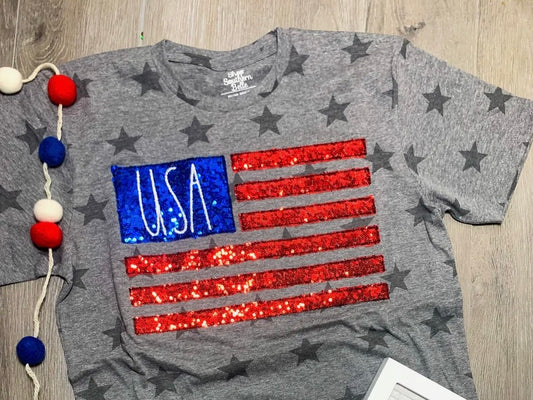 USA sequence flag tee