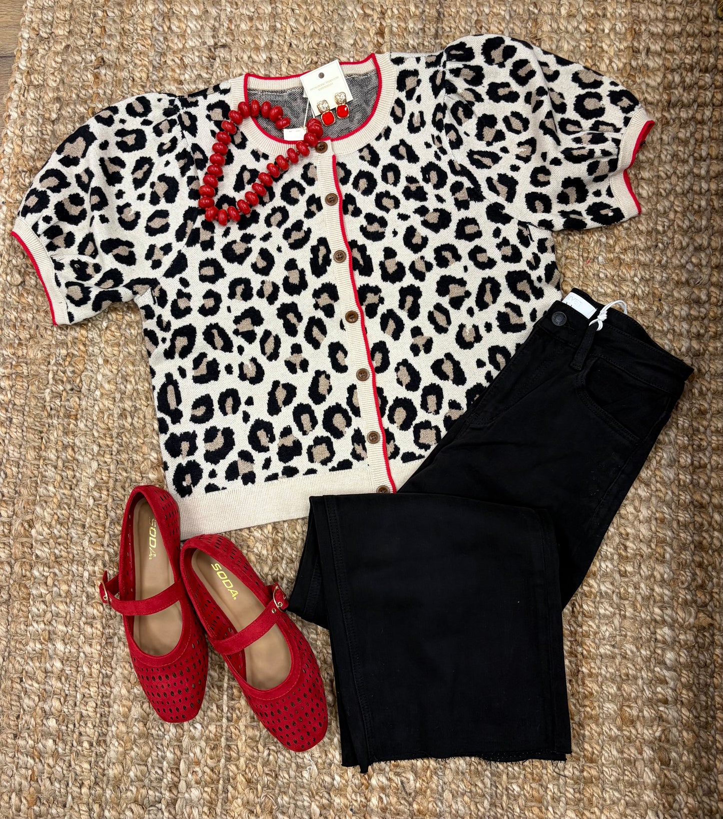 Leopard print button sweater