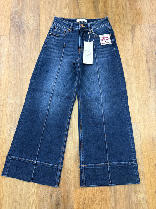 Risen midrise crop wide pintuck front jean